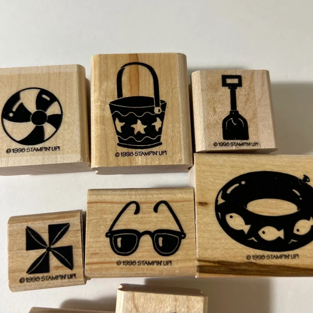 Vintage 1998 Stampin Up Fun in The‎ Sun Beach Summer Rubber Stamps Set of 8 #5